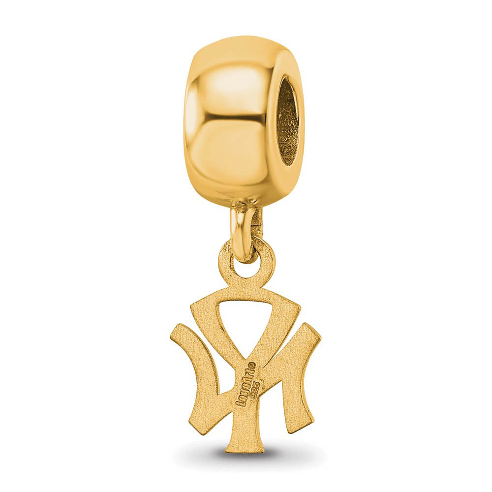 Alternate view of the 14KY Gold Plated Sterling Silver MLB NY Yankees XS Dangle Bead Charm by The Black Bow Jewelry Co.