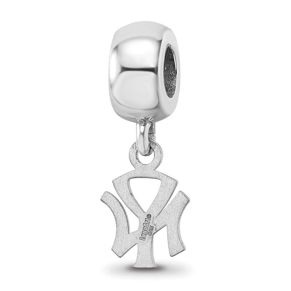 Alternate view of the Sterling Silver Rhodium Plated MLB NY Yankees XS Dangle Bead Charm by The Black Bow Jewelry Co.