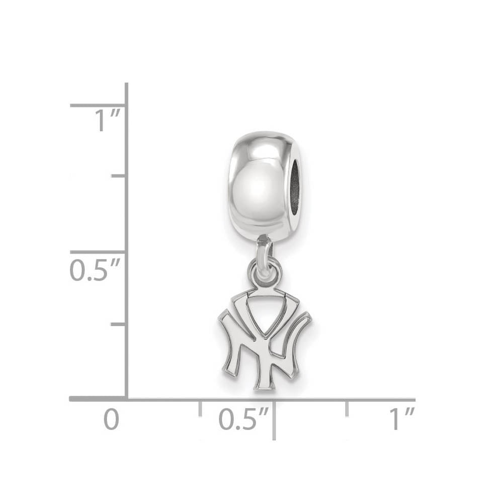 Alternate view of the Sterling Silver Rhodium Plated MLB NY Yankees XS Dangle Bead Charm by The Black Bow Jewelry Co.