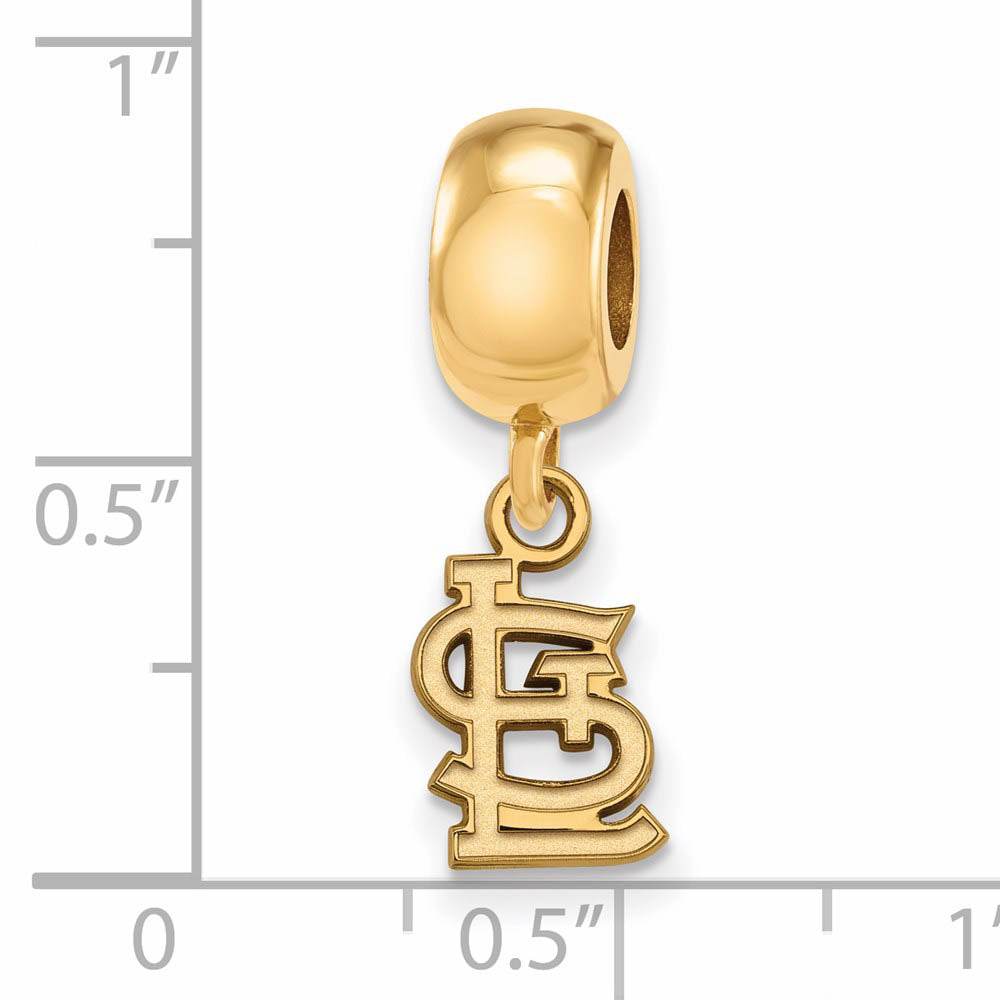Alternate view of the 14KY Gold Plated Sterling Silver XS MLB St Louis Cardinals Dangle Bead by The Black Bow Jewelry Co.