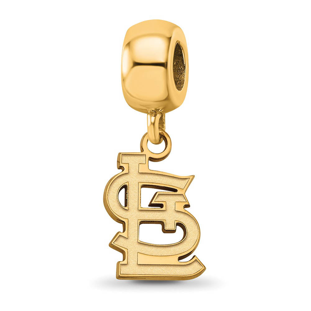 14KY Gold Plated Sterling Silver SM MLB St Louis Cardinals Dangle Bead, Item B19215 by The Black Bow Jewelry Co.