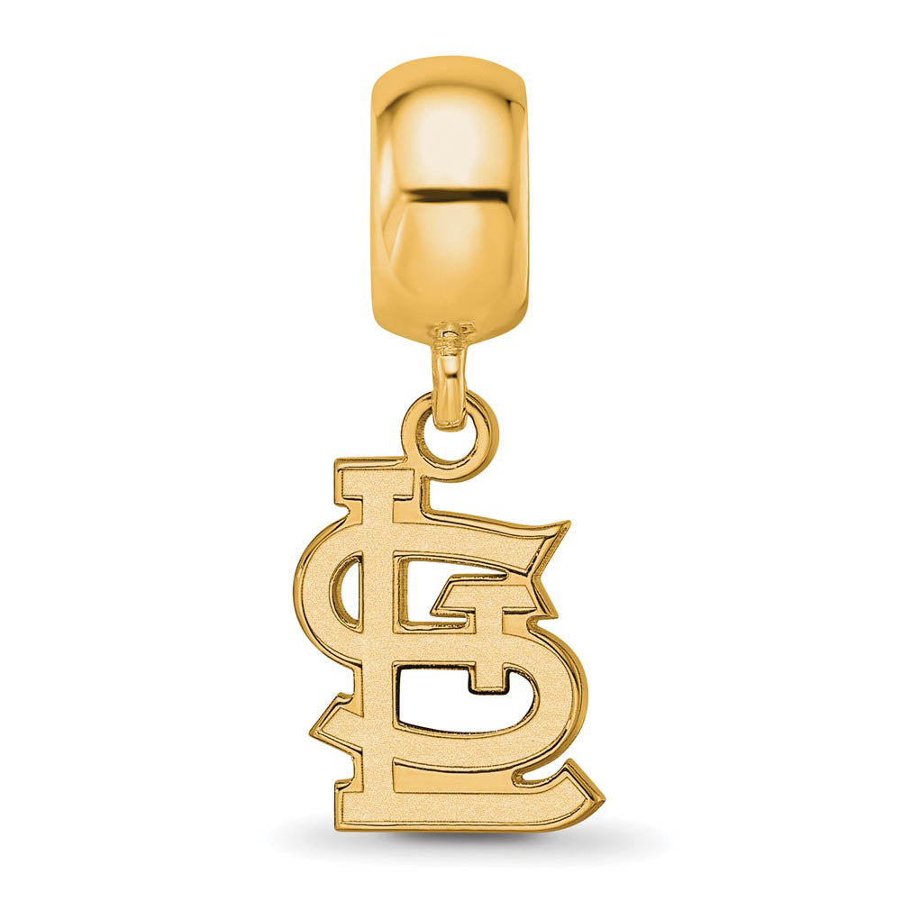 Alternate view of the 14KY Gold Plated Sterling Silver SM MLB St Louis Cardinals Dangle Bead by The Black Bow Jewelry Co.