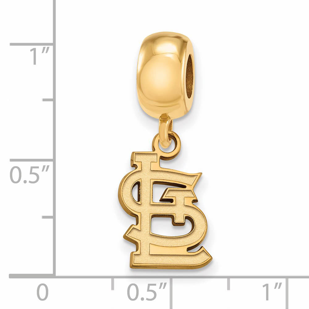 Alternate view of the 14KY Gold Plated Sterling Silver SM MLB St Louis Cardinals Dangle Bead by The Black Bow Jewelry Co.