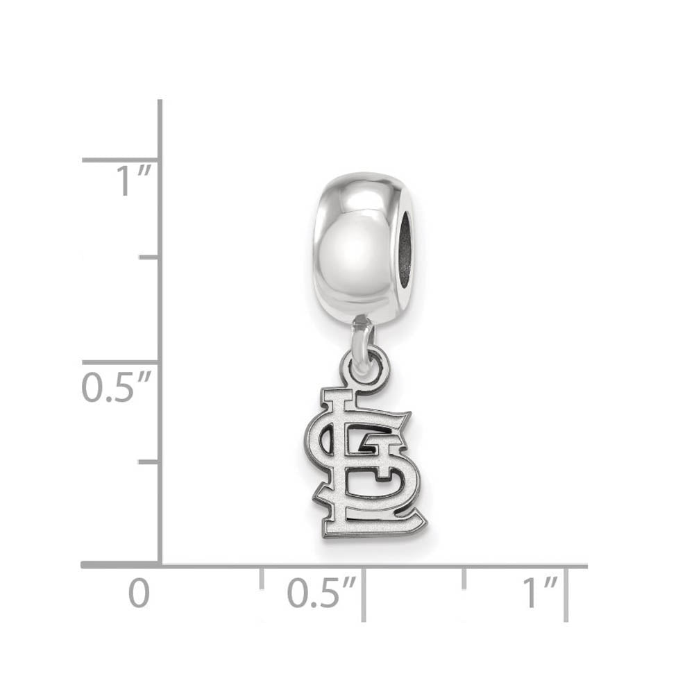 Alternate view of the Sterling Silver Rhodium Plated XS MLB St Louis Cardinals Dangle Bead by The Black Bow Jewelry Co.