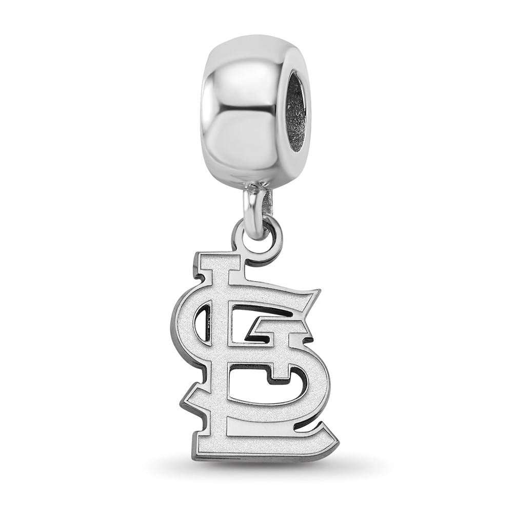 Sterling Silver Rhodium Plated SM MLB St Louis Cardinals Dangle Bead, Item B19217 by The Black Bow Jewelry Co.