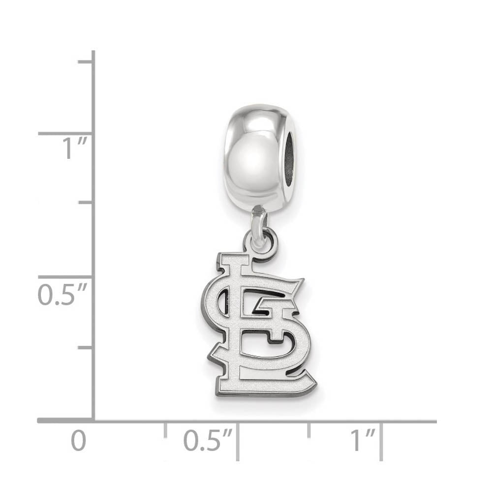 Alternate view of the Sterling Silver Rhodium Plated SM MLB St Louis Cardinals Dangle Bead by The Black Bow Jewelry Co.