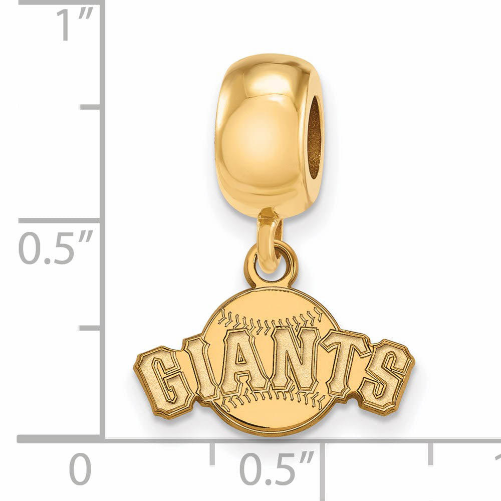 Alternate view of the 14K Yellow Gold Plated Sterling Silver MLB SF Giants XS Dangle Bead by The Black Bow Jewelry Co.