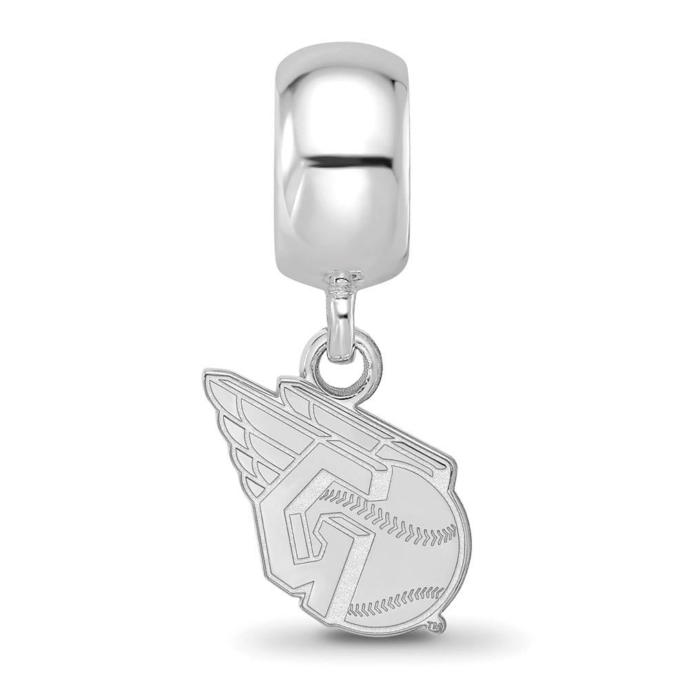 Alternate view of the Sterling Silver Rhodium Plated MLB Cleveland Guardians XS Dangle Bead by The Black Bow Jewelry Co.