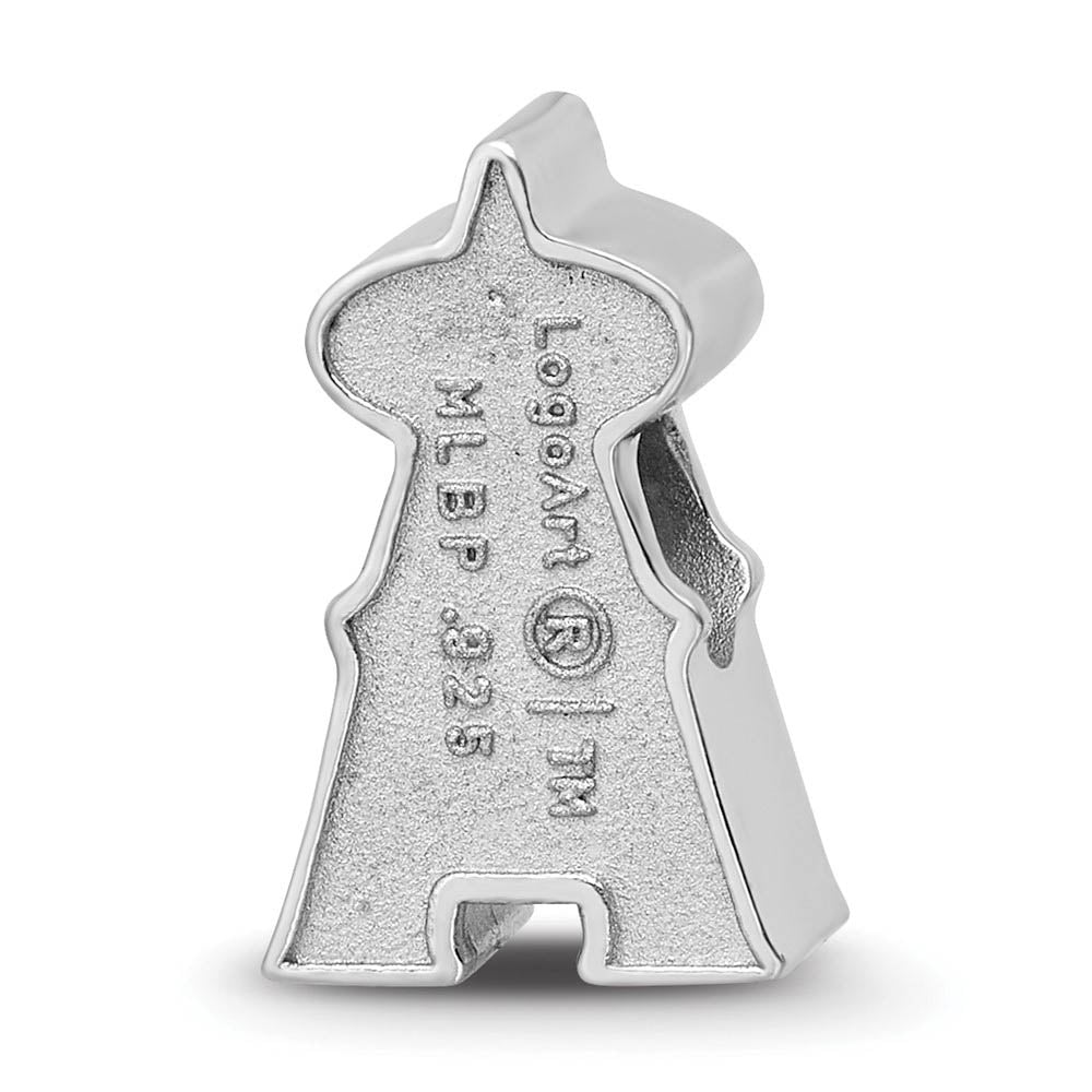 Alternate view of the Sterling Silver Rhodium Plated MLB LA Angels Enameled Bead Charm by The Black Bow Jewelry Co.