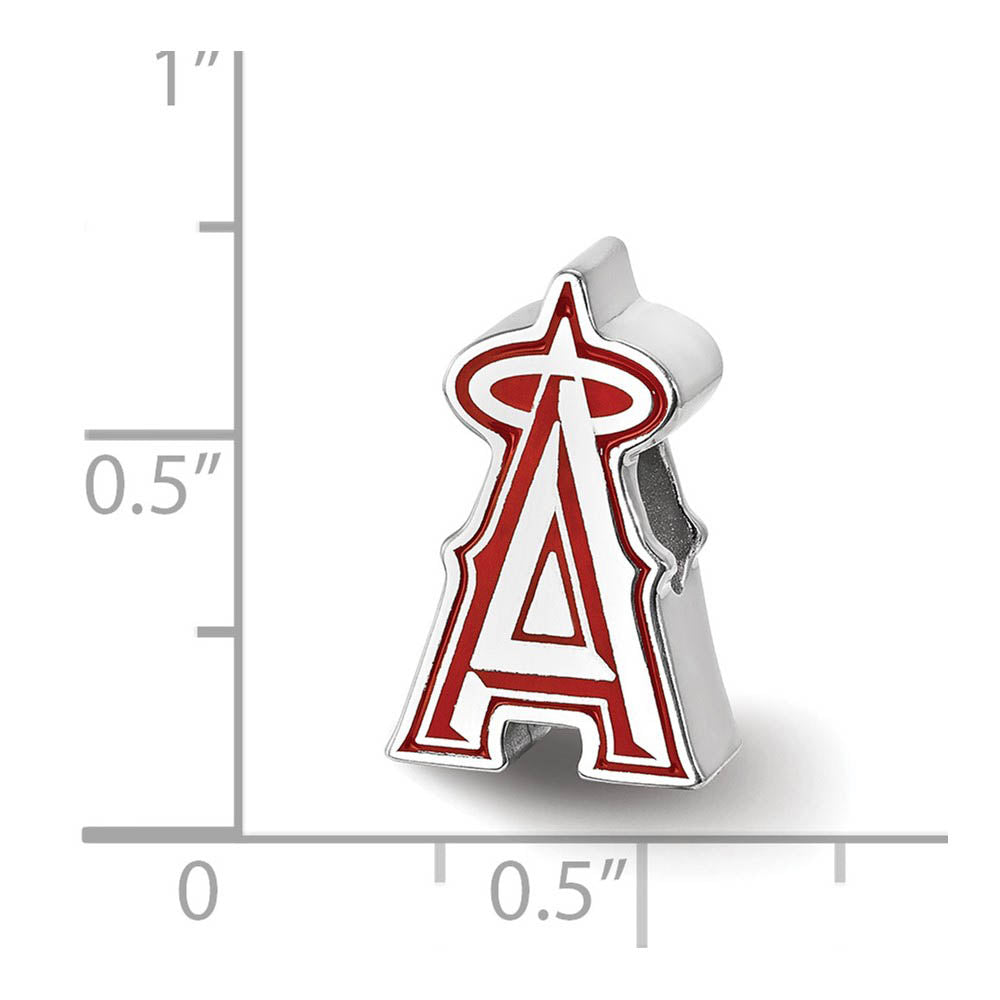 Alternate view of the Sterling Silver Rhodium Plated MLB LA Angels Enameled Bead Charm by The Black Bow Jewelry Co.