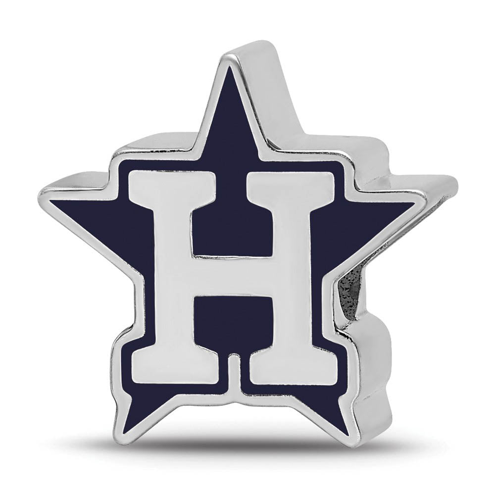 Sterling Silver Rhodium Plated MLB Houston Astros Enamel Bead Charm, Item B19224 by The Black Bow Jewelry Co.