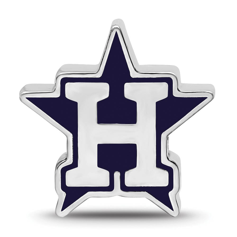 Alternate view of the Sterling Silver Rhodium Plated MLB Houston Astros Enamel Bead Charm by The Black Bow Jewelry Co.