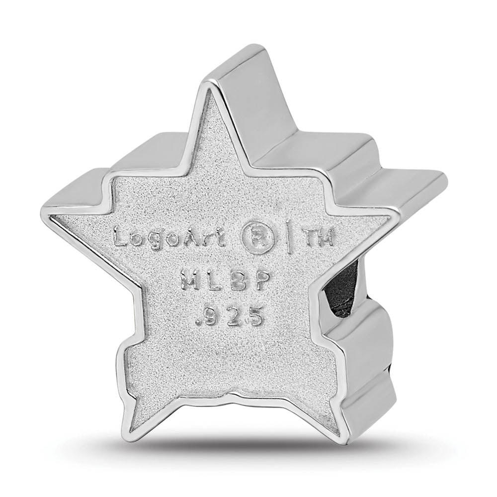 Alternate view of the Sterling Silver Rhodium Plated MLB Houston Astros Enamel Bead Charm by The Black Bow Jewelry Co.