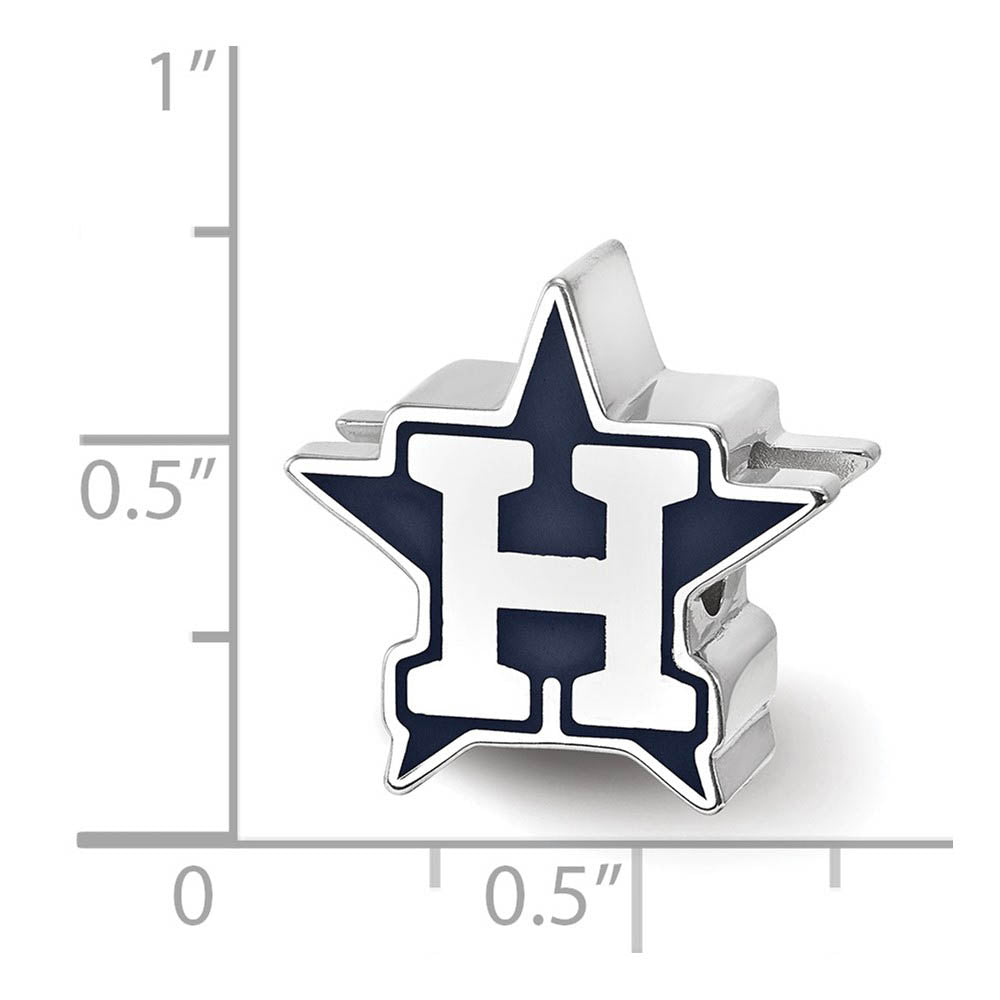 Alternate view of the Sterling Silver Rhodium Plated MLB Houston Astros Enamel Bead Charm by The Black Bow Jewelry Co.