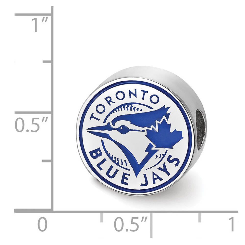 Alternate view of the Sterling Silver Rhodium Plated MLB Toronto Blue Jays Enamel Bead Charm by The Black Bow Jewelry Co.