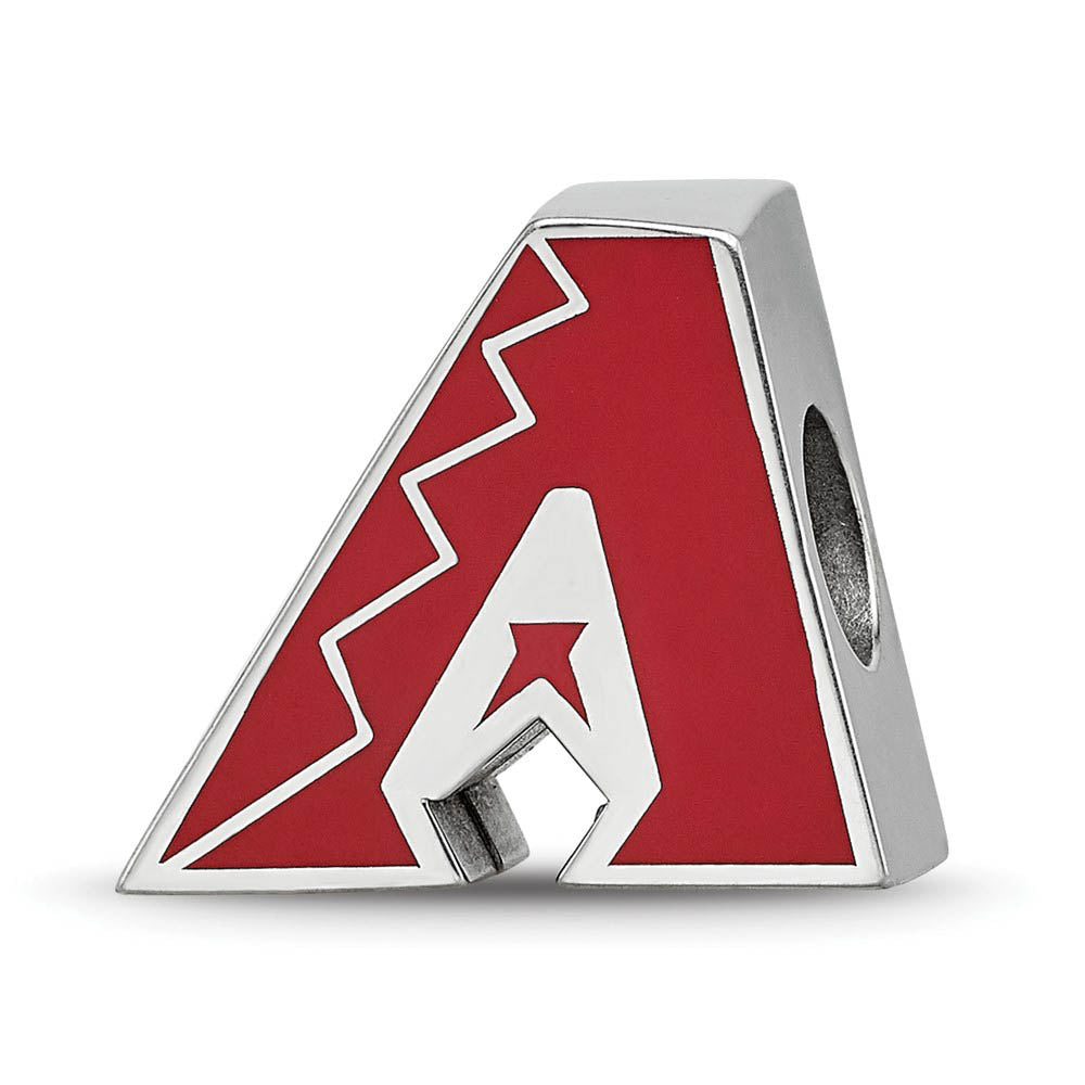 Sterling Silver Rhodium Plated MLB Arizona Diamondbacks Enamel Bead, Item B19232 by The Black Bow Jewelry Co.