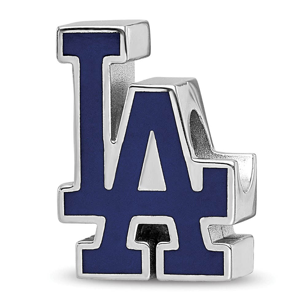 Sterling Silver Rhodium Plated MLB Los Angeles Dodgers Enamel Bead, Item B19233 by The Black Bow Jewelry Co.