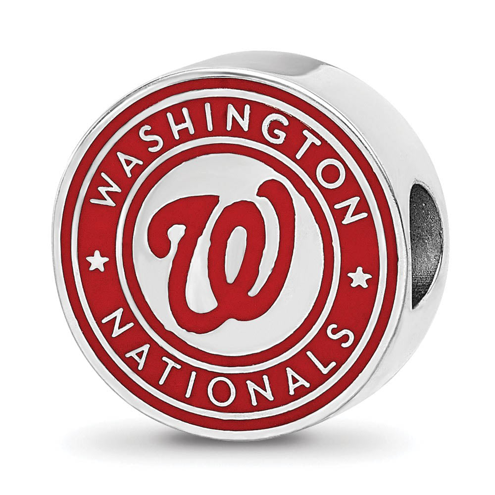 Sterling Silver Rhodium Plated MLB Washington Nationals Enamel Bead, Item B19237 by The Black Bow Jewelry Co.