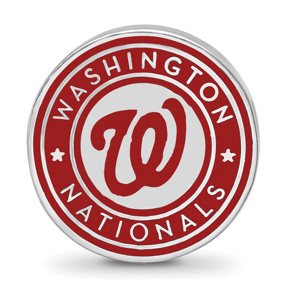 Alternate view of the Sterling Silver Rhodium Plated MLB Washington Nationals Enamel Bead by The Black Bow Jewelry Co.