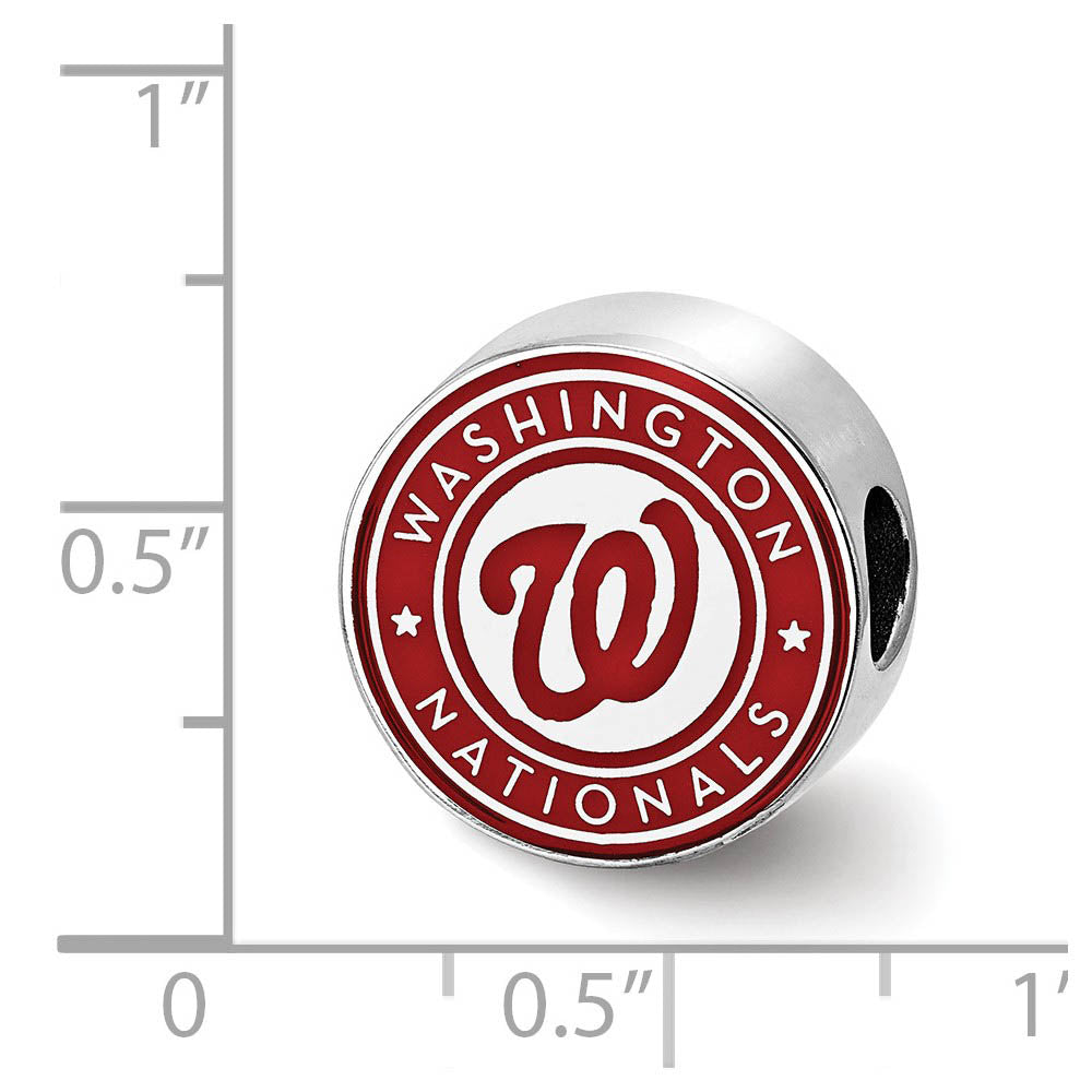 Alternate view of the Sterling Silver Rhodium Plated MLB Washington Nationals Enamel Bead by The Black Bow Jewelry Co.