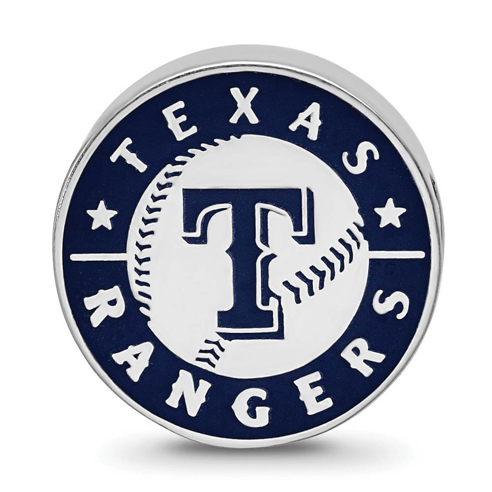 Alternate view of the Sterling Silver Rhodium Plated MLB Texas Rangers Enameled Bead Charm by The Black Bow Jewelry Co.