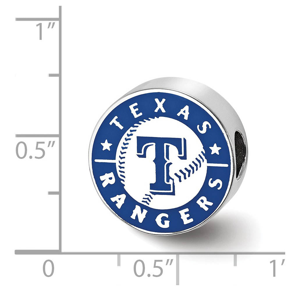 Alternate view of the Sterling Silver Rhodium Plated MLB Texas Rangers Enameled Bead Charm by The Black Bow Jewelry Co.