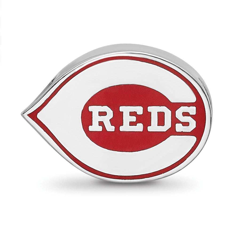 Alternate view of the Sterling Silver Rhodium Plated MLB Cincinnati Reds Enameled Bead Charm by The Black Bow Jewelry Co.