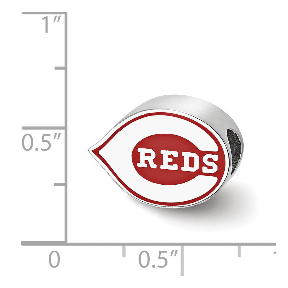 Alternate view of the Sterling Silver Rhodium Plated MLB Cincinnati Reds Enameled Bead Charm by The Black Bow Jewelry Co.