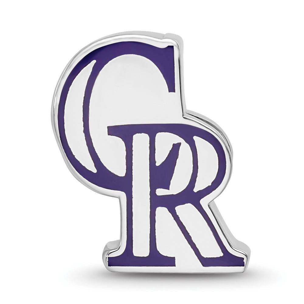 Alternate view of the Sterling Silver Rhodium Plated MLB Colorado Rockies Enamel Bead Charm by The Black Bow Jewelry Co.