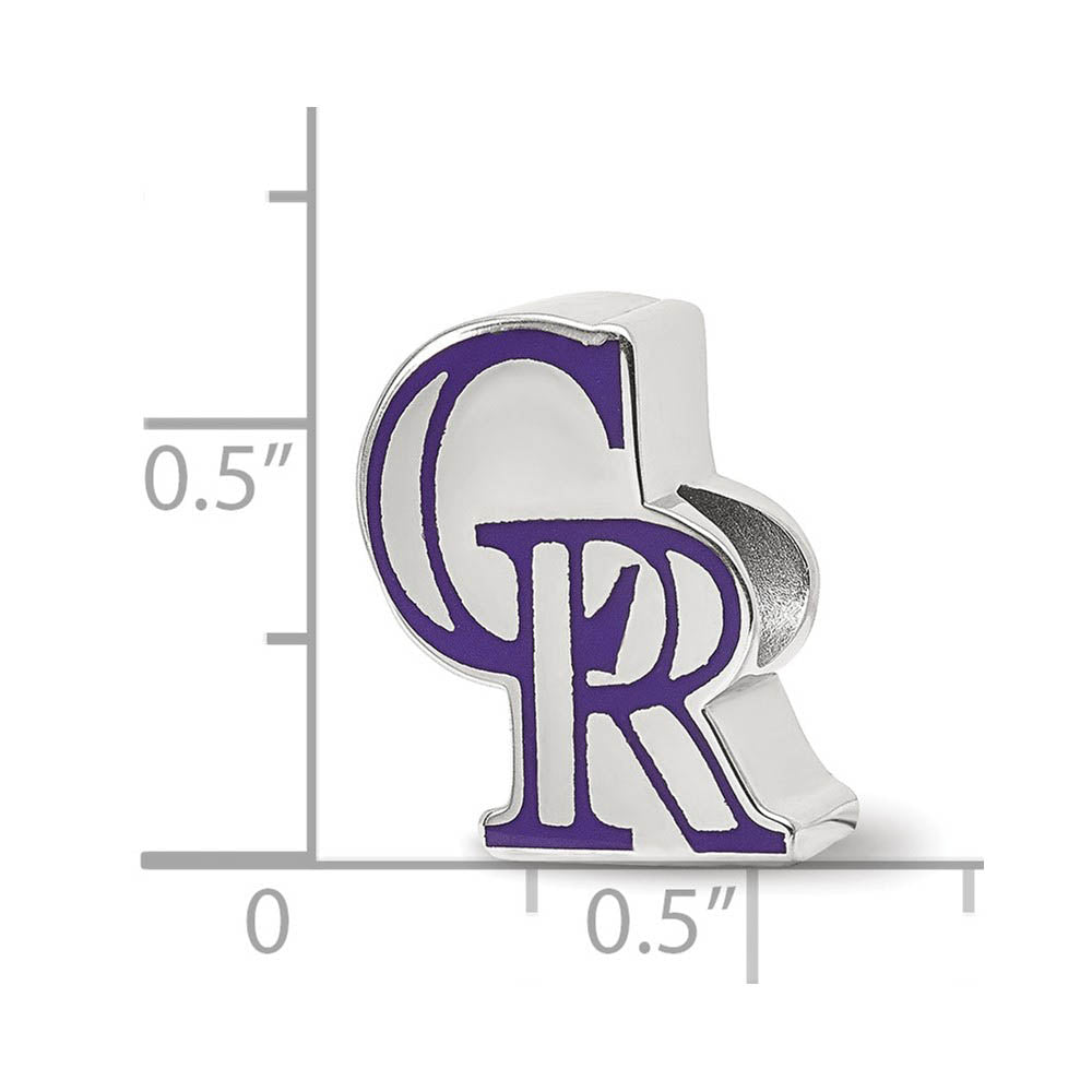 Alternate view of the Sterling Silver Rhodium Plated MLB Colorado Rockies Enamel Bead Charm by The Black Bow Jewelry Co.