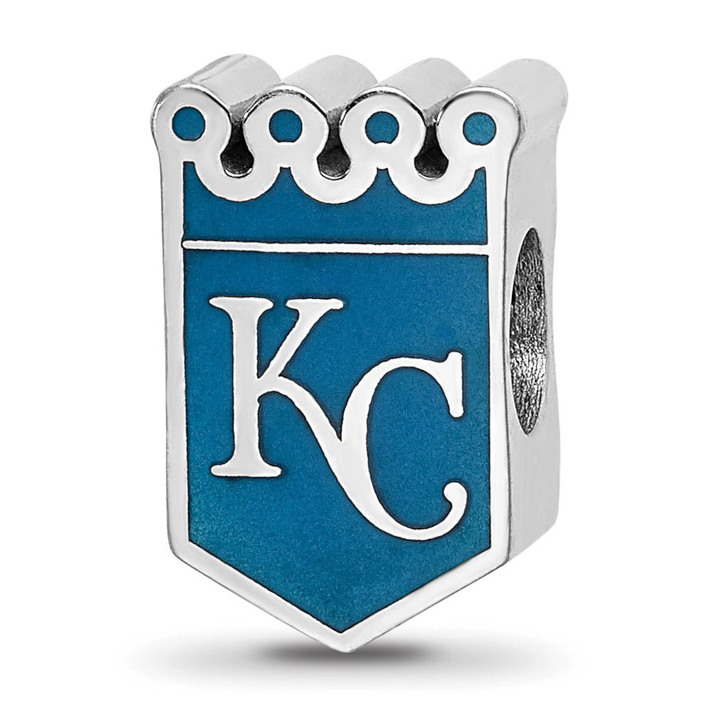 Sterling Silver Rhodium Plated MLB Kansas City Royals Enameled Bead, Item B19245 by The Black Bow Jewelry Co.