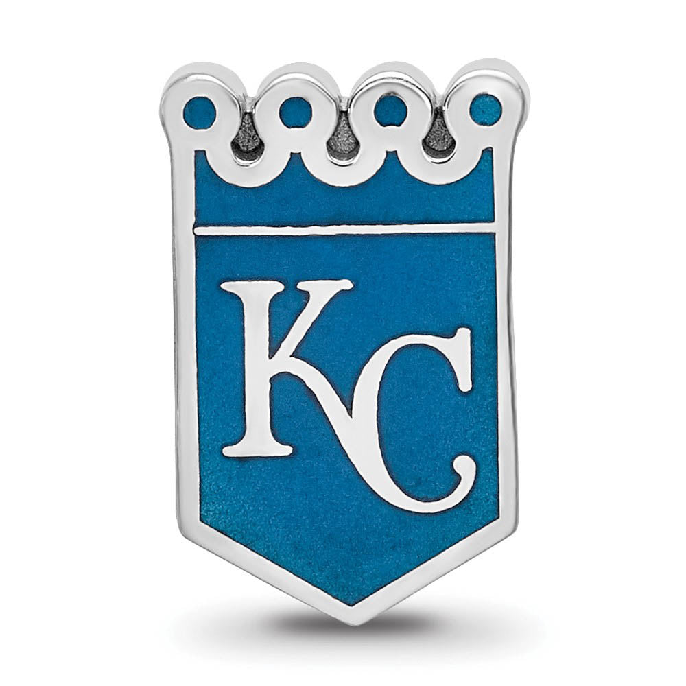 Alternate view of the Sterling Silver Rhodium Plated MLB Kansas City Royals Enameled Bead by The Black Bow Jewelry Co.