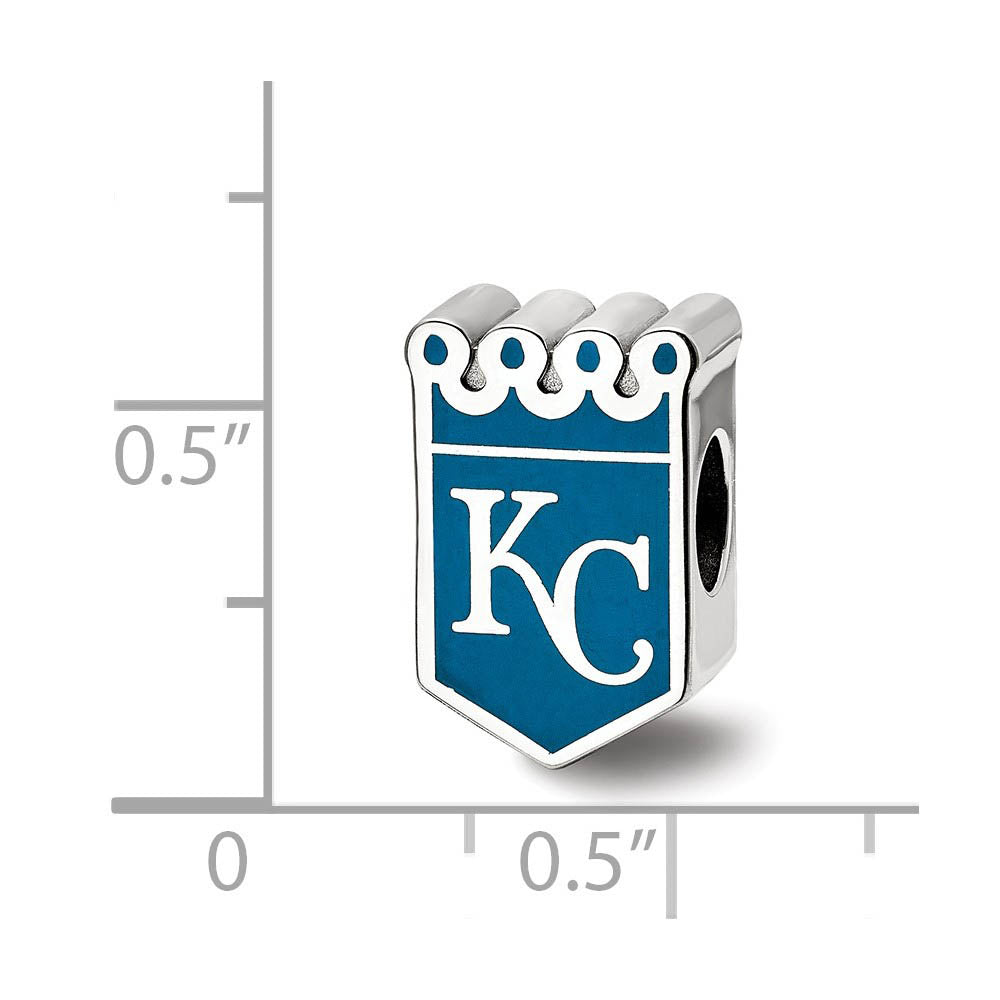 Alternate view of the Sterling Silver Rhodium Plated MLB Kansas City Royals Enameled Bead by The Black Bow Jewelry Co.