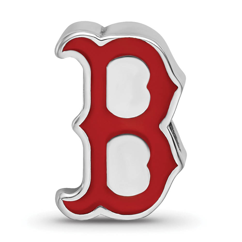 Alternate view of the Sterling Silver Rhodium Plated MLB Boston Red Sox Enamel Bead Charm by The Black Bow Jewelry Co.