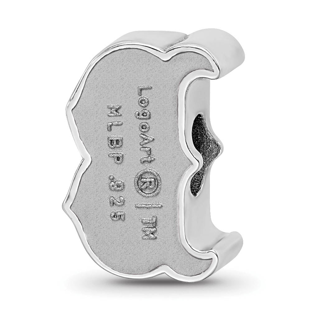 Alternate view of the Sterling Silver Rhodium Plated MLB Boston Red Sox Enamel Bead Charm by The Black Bow Jewelry Co.