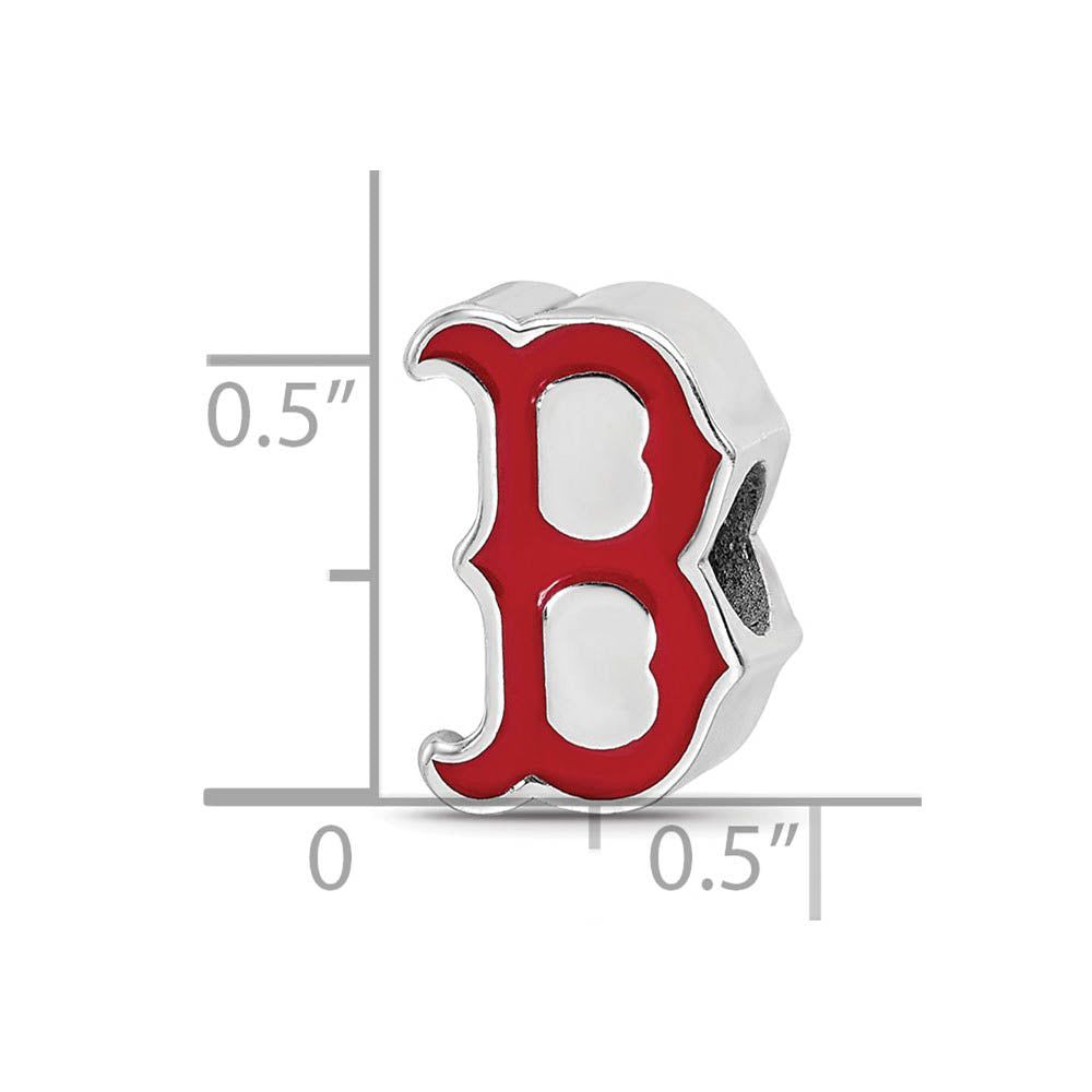 Alternate view of the Sterling Silver Rhodium Plated MLB Boston Red Sox Enamel Bead Charm by The Black Bow Jewelry Co.