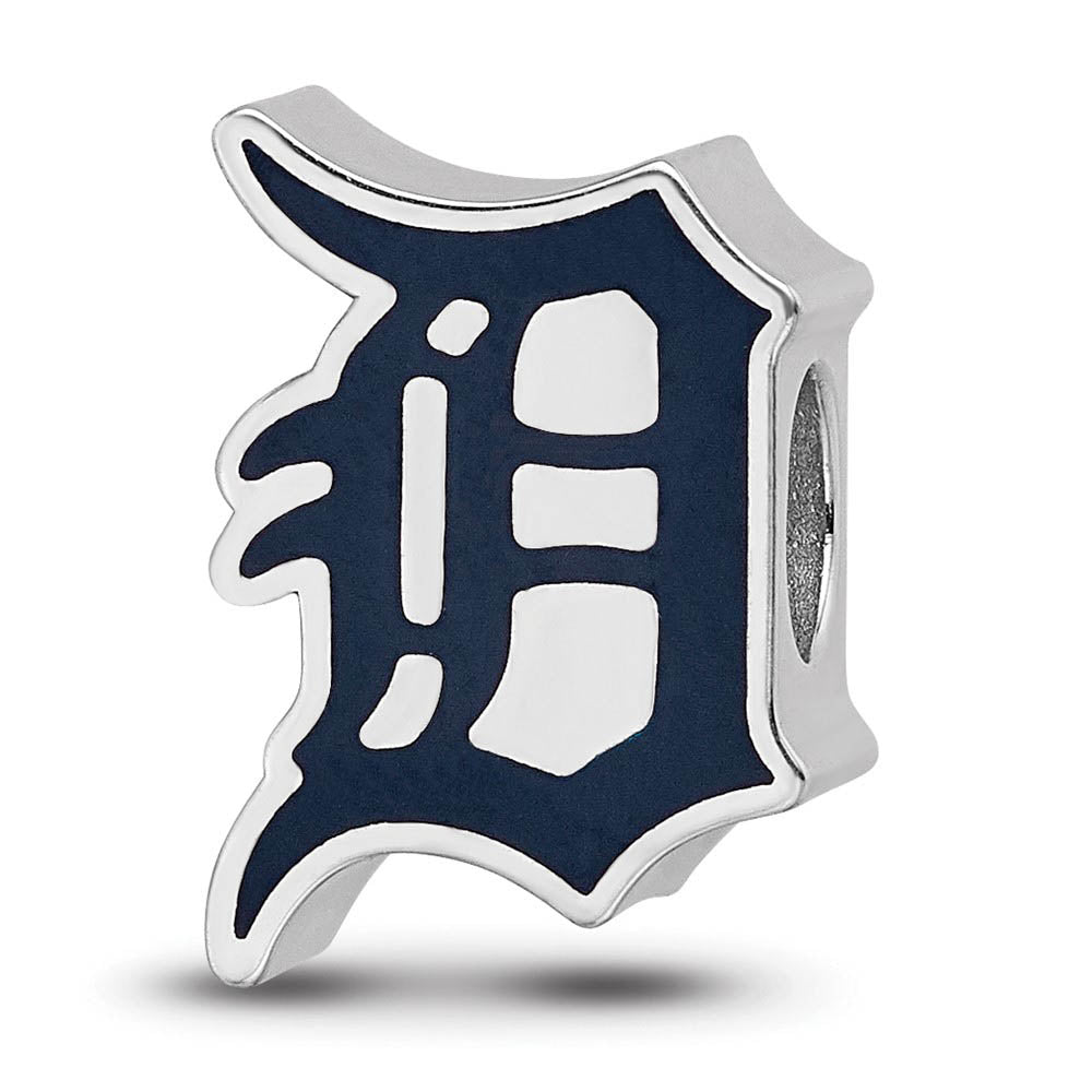 Sterling Silver Rhodium Plated MLB Detroit Tigers Enamel Bead Charm, Item B19247 by The Black Bow Jewelry Co.