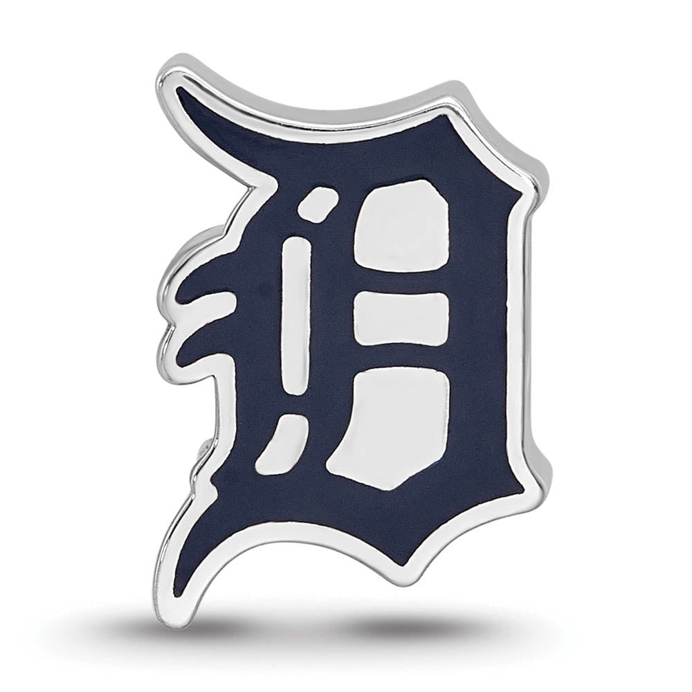 Alternate view of the Sterling Silver Rhodium Plated MLB Detroit Tigers Enamel Bead Charm by The Black Bow Jewelry Co.