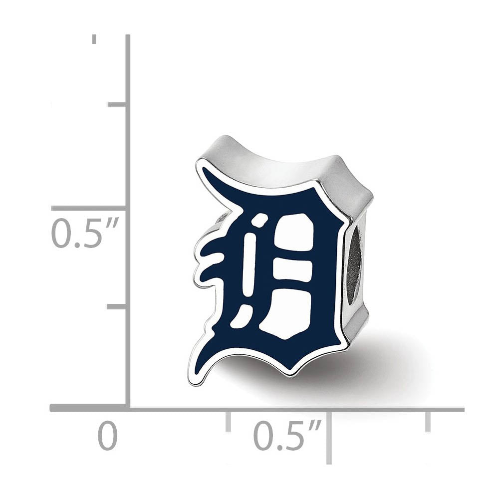 Alternate view of the Sterling Silver Rhodium Plated MLB Detroit Tigers Enamel Bead Charm by The Black Bow Jewelry Co.