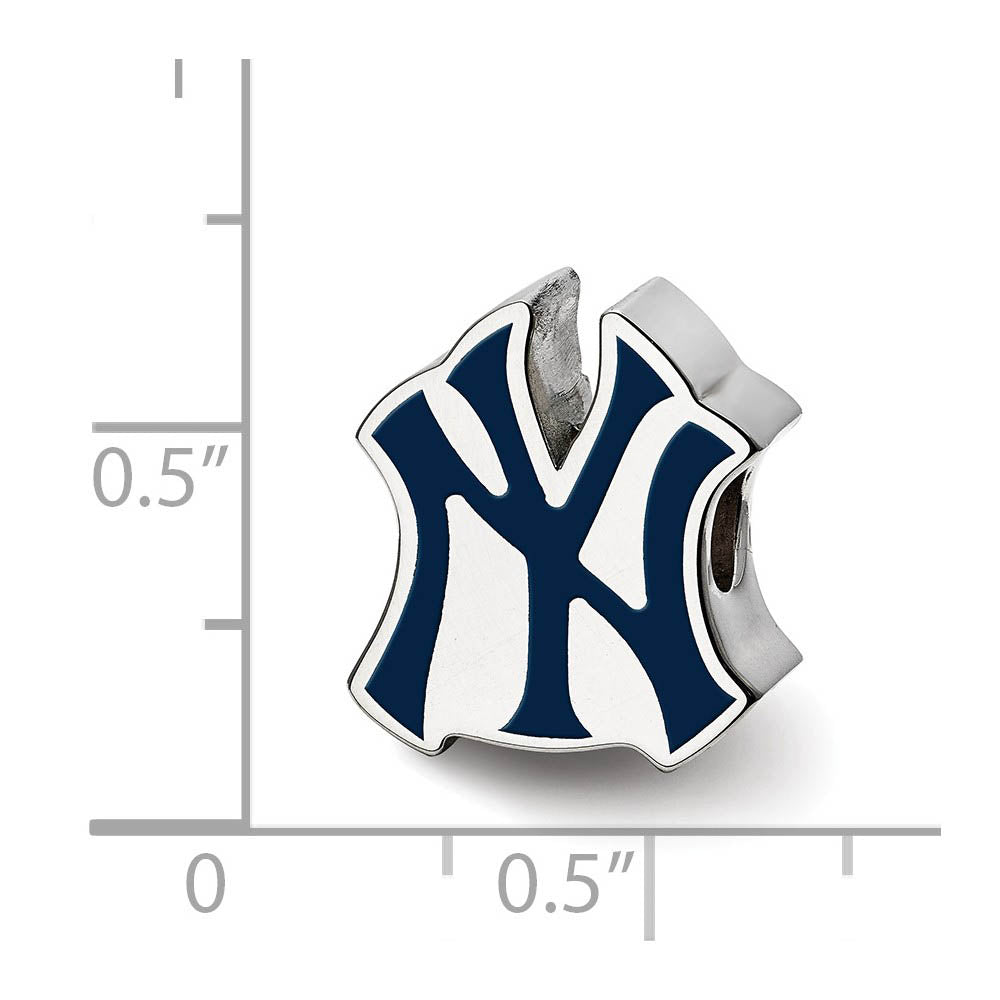 Alternate view of the Sterling Silver Rhodium Plated MLB New York Yankees Enamel Bead Charm by The Black Bow Jewelry Co.