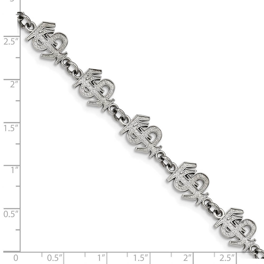 Alternate view of the Stainless Steel Florida State University Link Bracelet, 7 - 8.5 Inch by The Black Bow Jewelry Co.