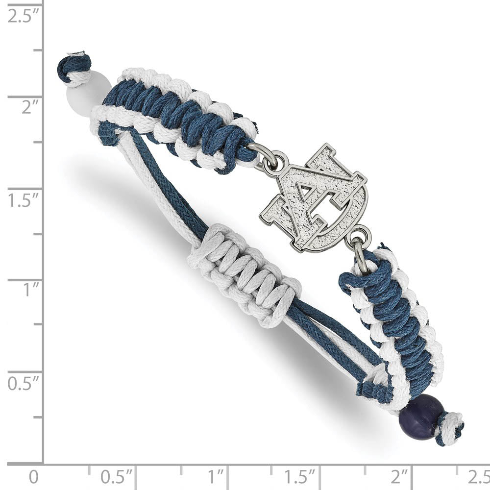 Alternate view of the Stainless Steel Auburn U. Adjustable Slip-On Cord Bracelet, 9 Inch by The Black Bow Jewelry Co.