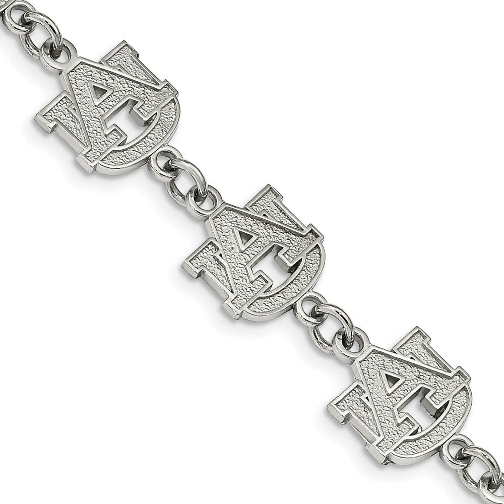 Stainless Steel Auburn University Link Bracelet, 6.5 to 8 Inch, Item B19261 by The Black Bow Jewelry Co.