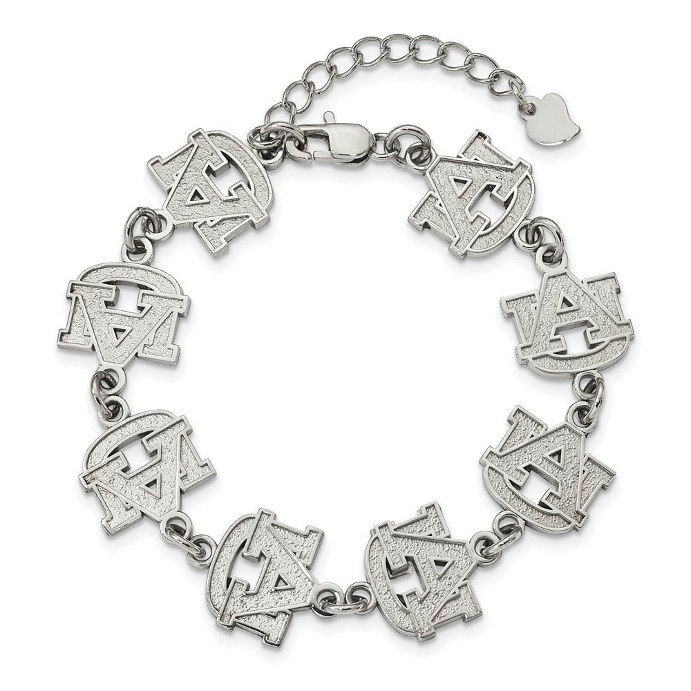 Alternate view of the Stainless Steel Auburn University Link Bracelet, 6.5 to 8 Inch by The Black Bow Jewelry Co.