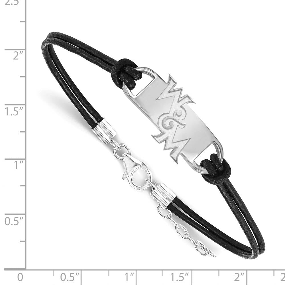 Alternate view of the Sterling Silver Rhodium Plated William & Mary Leather Adj. Bracelet by The Black Bow Jewelry Co.
