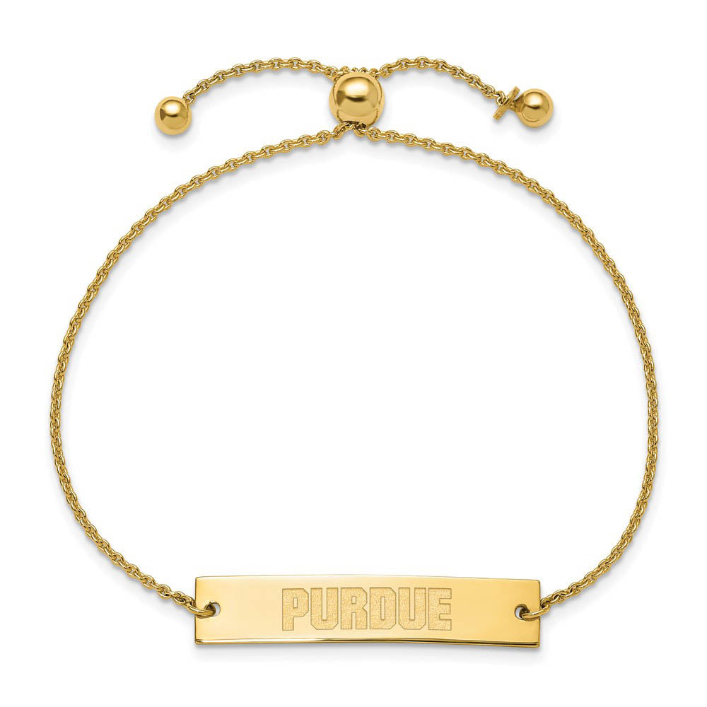 Alternate view of the 14K Yellow Gold Plated Sterling Silver Purdue Adj Bar Bracelet, 9 Inch by The Black Bow Jewelry Co.