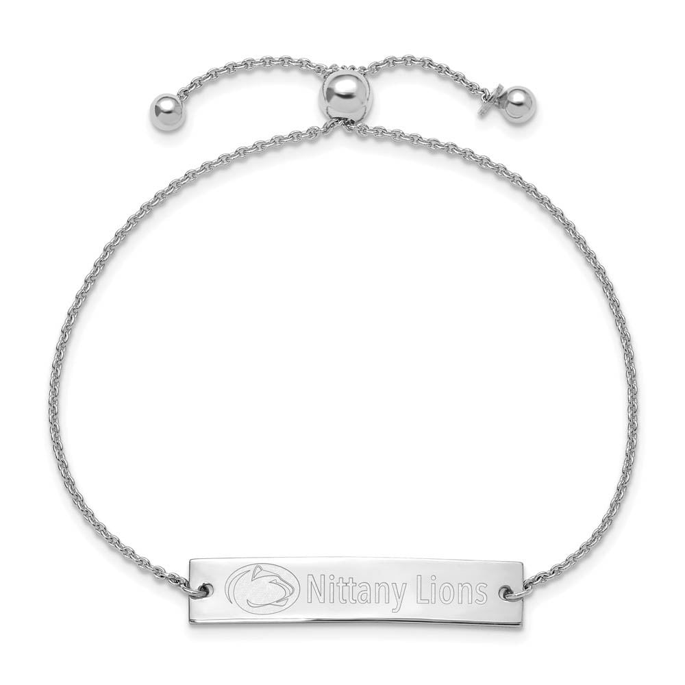 Alternate view of the Sterling Silver Rhodium Plated Nittany Lions Bar Adj Bracelet, 9 Inch by The Black Bow Jewelry Co.