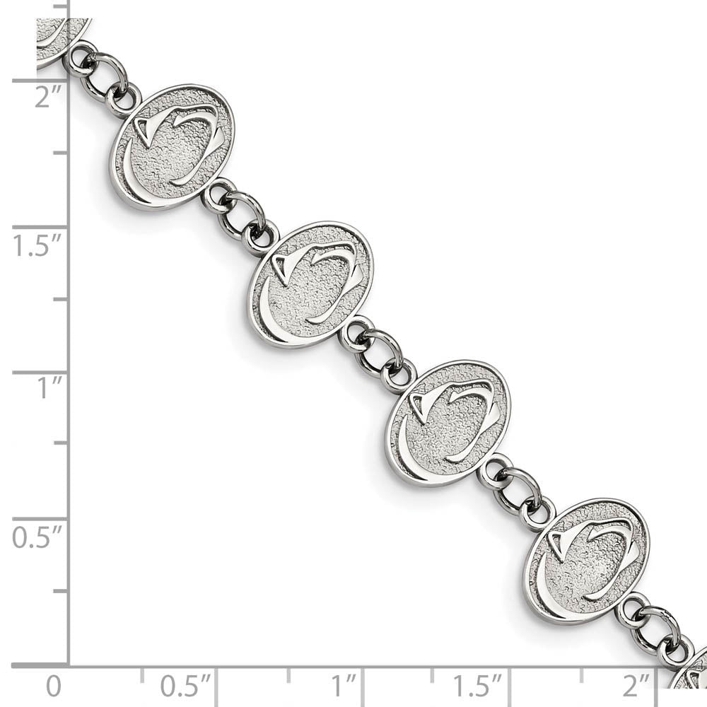 Alternate view of the Stainless Steel Penn State U. Link Bracelet, 6.75 to 8.25 Inch by The Black Bow Jewelry Co.