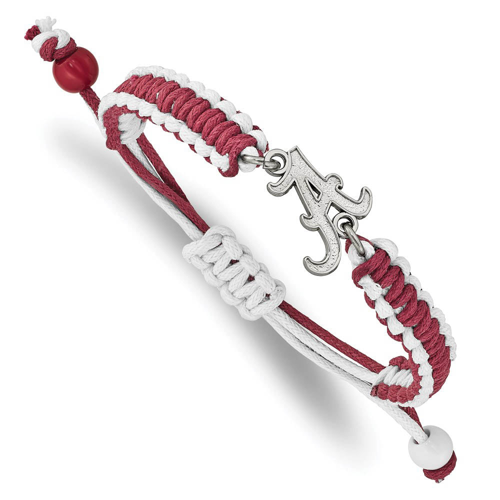 Stainless Steel U. of Alabama Adjustable Nylon Cord Bracelet, 9 Inch, Item B19314 by The Black Bow Jewelry Co.