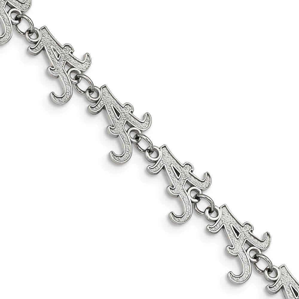 Stainless Steel University of Alabama Link Bracelet, 7 to 8.5 Inch, Item B19315 by The Black Bow Jewelry Co.